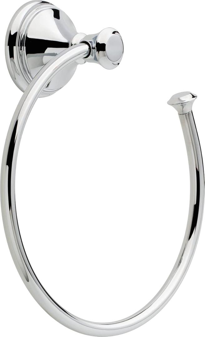 Delta Cassidy (1-Pack) Hand Towel Holder Polished Chrome Towel Racks for Bathroom Wall Square Towel Ring Holder for Bath Towel Hanger for Kitchen, Bathroom Accessories 79746 (2.63 x 7 x 2.63 Inches)