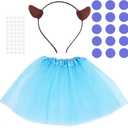 Blue Cookie Monster Costume Set Cookie Monster Cosplay Outfit Tutu Skirt Ear Headband Stickers for Party Dress Up