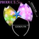 Unsutuo Light Up Bow Headbands Christmas Hair Band Rave Hair Accessories for Women (Yellow and Pink-Color Light, One size)