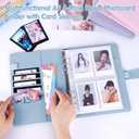 Antner A5 Kpop Photocard Binder 6-Ring Card Collector Album with 40 Pack Card Sleeves, PU Leather Photocard Holder Book with Multi-Size Photo Protectors for Organizing Trading Cards, Airy Blue