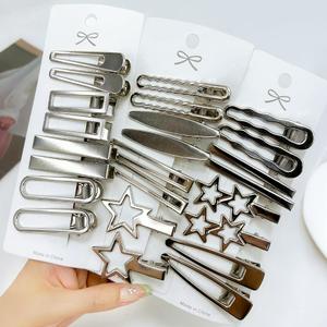 7 Pcs Silver Hair Clips for Women: 12 Pairs Metal Bangs Hair Clip Pins & Barrettes - Alligator Clips & Star Hairclips for Styling