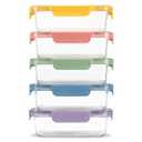Ello Color Lock 3.4 Cup Glass Meal Prep Containers & Lids, 2 Pack, Desert