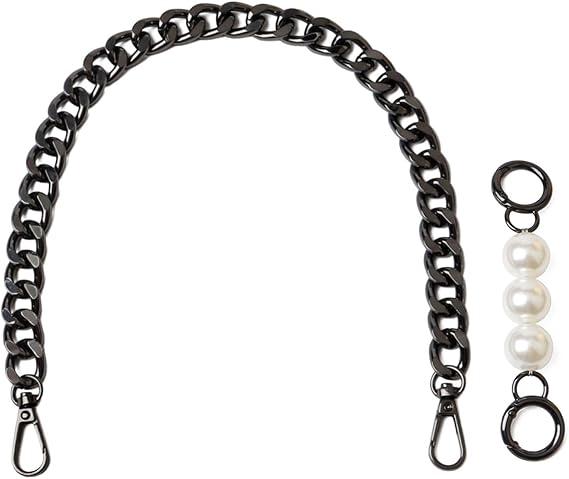 BEAULEGAN Chunky Purse Chain Handles - Short Strap Replacement for Handbag Set of 2, 17.7 & 5 Inches Long (Gunmetal)