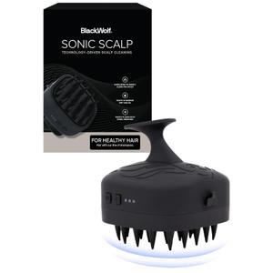 Black Wolf Sonic Scalp Scrubber - Electric Hair & Scalp Massager Brush with 3-Speed Oscillation - Rechargeable Shower Brush & Head Scrubber with Soft Silicone Bristles for Deep Clean & Exfoliation
