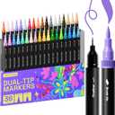 ARTISTRO 36 Brush Marker Pens Coloring Markers for Adults Brush Tip & 0.4mm Fineliner Pens Coloring Markers No Bleeding