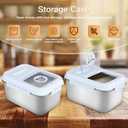 20Lbs Airtight Rice Container with Flip Lid, Stainless Steel Food Storage Container with Date Tracker, Measuring Cup and Spoon, 10L Portable Kitchen Pantry Bin for Flour Grain Sugar - Silver