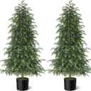 4FT Real Touch Cedar Topiary Trees for Front Porch Decor, Artificial Shrubs Faux Plants Potted UV Resistant Fake Greenery for Outdoor Indoor Door Garden Farmhouse Home Decoration (Set of 2)