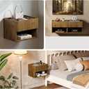 Floating Nightstand Bedroom Bedside Table - Floating Night Stand Set 2 for Small Spaces, Wall Mounted Cabinet with Storage Drawer, Brown Modern Night Stand for Dorm Hallway Entryway, Set of 2