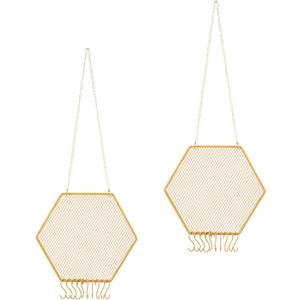 PATIKIL 2 Set Earring Holder Organizer Wall, Necklace Holder Hanging Earring Organizer Jewelry Organizer Wall with 20 Hooks for Earring Necklace Jewelry Wall Home Decoration, Hexagons