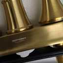 Roffenny Porcelain 2-Handle Brushed Gold Bathroom Faucet 4 inch Centerset with Plastic Pop-up Drain, Classical Gold Bathroom Vanity Sink Faucets for 3 Holes, High Arc 360° Swivel Brass Spout