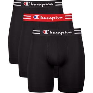 Champion Men's Performance Stretch Boxer Briefs - 3 Pack (Black, XXL)