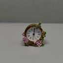 Vintage Mini Analog Table Clock, Silent Small Table Clock with Hand-Painted Metal Body and Battery Operated Non-Ticking Core for Shelf, Bedroom, Bedside, Desk, Gift (Purple Rose)