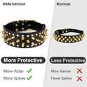 Wide Gold Spiked Dog Collar, Epesiri Dog Chain Collars, Mushroom Rivet PU Leather Dog Collars, Adjustable Durable Spike Studded Pet Collar for Pitbull Mastiff Bulldog Pugs Husky Rottweiler
