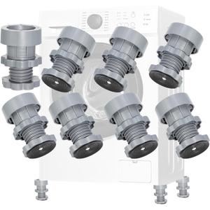 8 Pcs Anti-Vibration Pads for Washing Machine Support, Anti-slip Washer Dryer Shock and Noise Cancelling Pads, Adjustable Washing Machine Foot Pads Antivibration Stabilizer