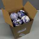 Poen 12 Pcs Chinoiserie Christmas Ornaments 2.36 Inch Blue White Ball Ornaments with Ribbon Poam Porcelain Chinoiserie Christmas Decorations for Xmas Tree Home Party Decor, Not Porcelain