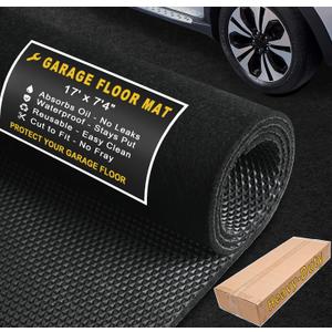Heavy-Duty Garage Floor Mat 17' x 7'4" - Waterproof Garage Flooring for Cars & SUVs, Durable Garage Mats for Floor, Oil Spill Resistant Garage Pad, Under Car Mat, Garage Rug for Floor, Oil Change Mats (Black)