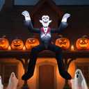 10ft Giant Sitting Vampire Halloween Inflatable with Built-in LED Lights - Outdoor Halloween Decoration for Yard, Eaves, Balcony & Tree Branch, Yard,Doorway,Halloween Party Prop