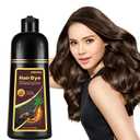 Dark Coffee Hair Dye Shampoo for Gray Coverage, Herbal Hair Color Shampoo Works in Minutes, Brown Hair Shampoo for All Hair Types, Lasting Shampoo Hair Dye