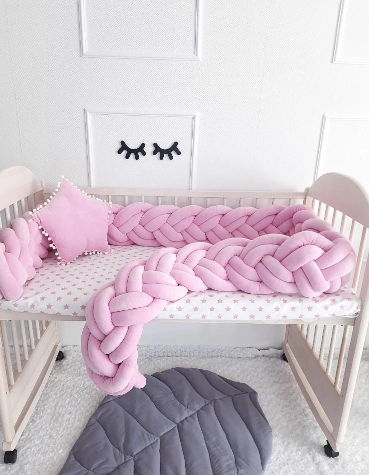 Pink Double Braided Crib Bumper