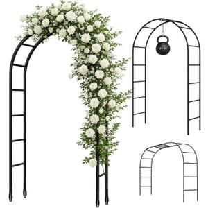 Thickened Tube Garden Arch,7.3ft Heavy-Duty Metal with 16mm Steel Tubes & 0.5mm Thickened Wall, Durable Outdoor Trellis for Climbing Plants, Roses, Garden Party, Ceremony & Decorations (Black)