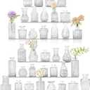 36Pcs Bud Vases Set Small Vintage Glass Bottles Clear Bud Vases in Bulk Multiple Shape Cute Glass Vases for Rustic Wedding Centerpieces Table Decorations and Home Decor(Clear)