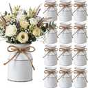 Domensi 12 Pcs Farmhouse Metal Flower Vase Wedding Decor Bulk Rustic Galvanized Milk Can Jug Vase with Bow FlowerBucket for Table Centerpiece Valentine Home (5.12 Inch,Vintage White)