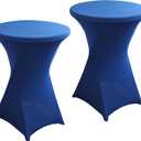2Pack Royal Blue Spandex Cocktail Table Cover for Weddings Parties and Events 24x43 inch Elastic Round Tablecloth (Royal Blue)
