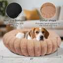 Donut Dog and Cat Bed, Luxurious Comfortable Faux Rabbit Fur Pet Beds, Round Anti-Anxiety Calming Puppy Kitten Bed with Anti-Slip Bottom for Small Medium Dogs & Cats(23", Brown)