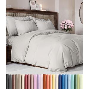 Duvet Cover Full Size Set - Extra Soft Full Duvet Cover 80" x 90" with 2 Pillow Shams - Hotel Luxury, Easy Care & Fade Free w/ Zipper Closures & Ties - All Season, Comfy and Breathable (French Grey) (04 - French Grey (No Comforter))