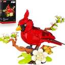 JAKI Northern Cardinal Building Set, Red Birds with Flower Camellia for Adults, Red Cardinal Model for Bird Lovers, Nature Dcor Gifts for Display