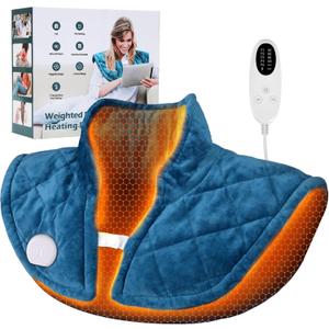 Heating Pad for Neck and Shoulders and Back, Portable Weighted Heating Pad, FSA HSA Eligible, 5 Heat Settings, 4 Auto-Off Timers, Ideal Gift for Women, Men, Mom, Dad for Christmas