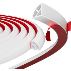 Flexible Quarter Round Molding, 118 Inch Peel and Stick Silicone Quarter Round Shoe Molding, Caulk Strip for Wall Edge Floor Corner, Bendable Self-Adhesive Baseboard Trim for Countertop Cabinet and Stair