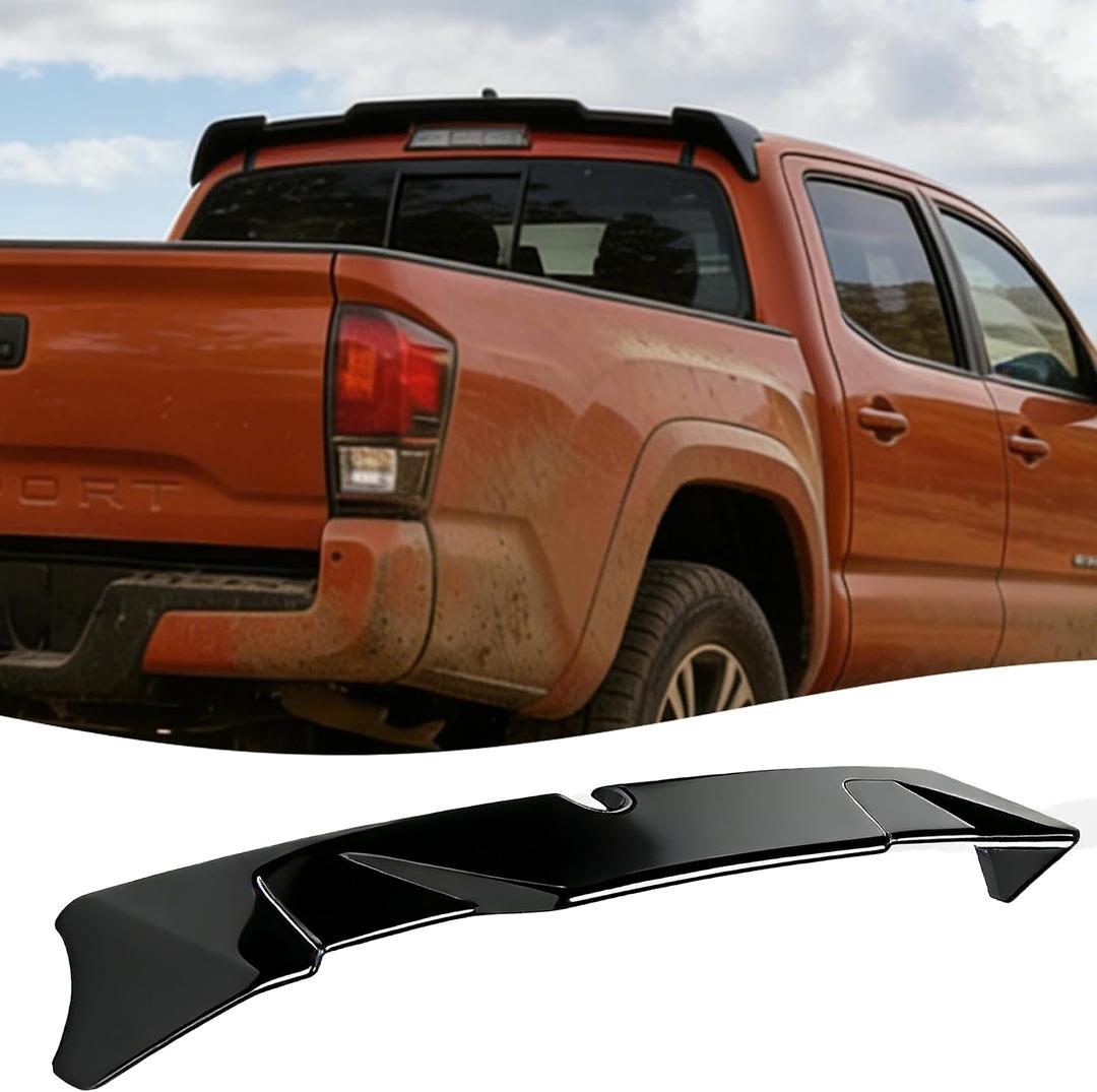 STSEV01 Rear Spoiler Cab Roof Wing Fit for Toyota Tacoma 2016-2023 Accessories Base/Limited/PreRunner/SR/ SR5/ Trail Edition/TRD, Gloss Black Top Wing Lip Exterior