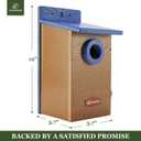 Kingsyard Recycled Plastic Bird House for Outdoor - Durable Nesting Box with Clear View Panel & Predator Guard for Bluebird Wren Swallow Finch, Blue & Brown