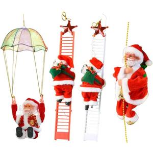 Climbing Santa Claus on Hanging Rope Battery Operated for Christmas Party and Home Holiday Décor, Red(1)