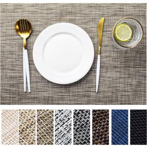 LEXMORE Placemats Set of 4 Vinyl/Plastic Woven Place Mats for Kitchen Table Indoor/Outdoor Washable Placemat Wipeable Dining Table Mats(A-Cappuccino)