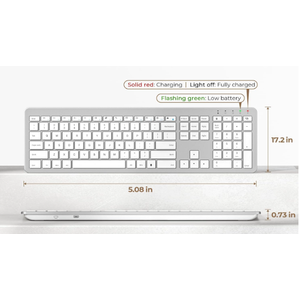 seenda Wireless Keyboard and Mouse Combo, Rechargeable Quiet Keyboard Mouse, Sleek and Ultra Thin Design, FullSize with Number Pad for Windows, Laptop, PC, Notebook, Desktop Silver and White