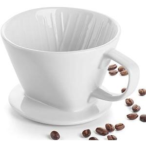 DOWAN Pour Over Coffee Maker, Non-Electric Pour Over Coffee Dripper, Manual Brew Maker, Single Cups Porcelain Slow Brewing Accessories for Gifts, White