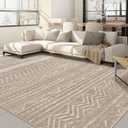 Nakagishi Area Rug 6x9 Living Room: Washable Boho Large Neutral Soft Farmhouse Rugs Stain Resistant Modern Indoor Floor Non Slip Accent Carpet for Bedroom Nursery Kids Playroom Office Dining Room Dorm