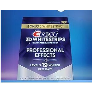 Crest 3D Whitestrips Professional Effects  Teeth Whitening Kit, 22 Treatments (20 + 2 Bonus), Each with 1 Upper/1Lower, 44 Strips  Crest 3DWhite Teeth Whitening Strips