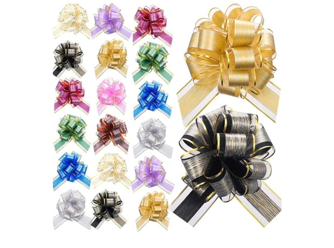 WILLBOND 20 Pieces 6 Inch Pull Bows Gift Wrapping Ribbon Pull Bows for Valentine Wedding Baskets Christmas Multicolor Wrap Accessory for Gift Present Holiday Decor(Assorted Color)