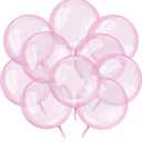 Civaner 30 Pcs 24 Inch Bubble Pink Clear Bobo Balloons for Stuffing Pre Stretched Large Stuffable Bubbles for Wedding Birthday Baby Shower Party Decoration