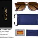 STGATN Vintage Round Sunglasses for Women Polarized UV Protection, Trendy Retro Designer Style ST028 (1. Matte Tortoises Frame Gradient Brown Lens)
