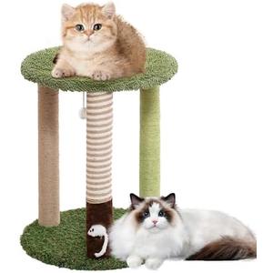 19.3 ‘’Cat Scratching Post Cat Tree Tower with Carpeted Base Play Area, Three Color Scratch Posts, with Cat Toys Hanging Ball and Mouse Hole for Indoor Cats and Kittens