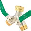 Love Is War 2 Way Y Garden Hose Splitter, 3/4" GHT Thread Brass Hose Connector, High Flow Outdoor Faucet Splitter for RV Yard Garden Watering