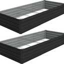 Vengarus 2 Pack 9x3x1FT Galvanized Raised Garden Bed Kit, Outdoor Metal Planter Box for Vegetables, Rectangular Steel Container, Easy Assembly (Black)