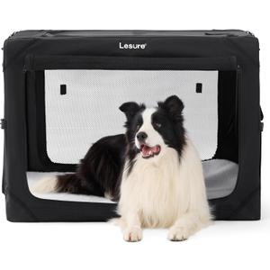 Lesure Collapsible Dog Crate - Portable Travel Kennel for Large Dog, 4-Door Pet Crate with Mesh Windows, Indoor & Outdoor, Black (36.0"L x 25.0"W x 25.0"H) Lesure Collapsible Dog Crate - Portable Travel Kennel for Large Dog, 4-Door Pet Crate with Mesh Windows, Indoor & Outdoor, Black (36.0"L x 25.0"W x 25.0"H)