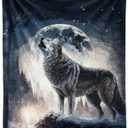 Howling Wolf Blanket for Women Men, Cool Wolf Themed Design Printed Throw Blankets for Teens Adults Lap, Chair Sofa, Warm Soft Cozy Blanket, 50"x 60"