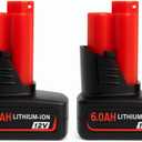 VOLT1799 2-Pack 6.0Ah 12V M-12 Batteries Replacement for Mliwaukee M12 Battery, Compatible with Milwaukee 12V Cordless Power Tools