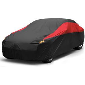 Car Cover Waterproof All Weather,Outdoor Car Cover for Automobiles,Full Exterior Cover Windproof Outdoor car Cover UV/Snow/Hail/Dust Protection Fit Sedan-Length 190" to 209" (Red)